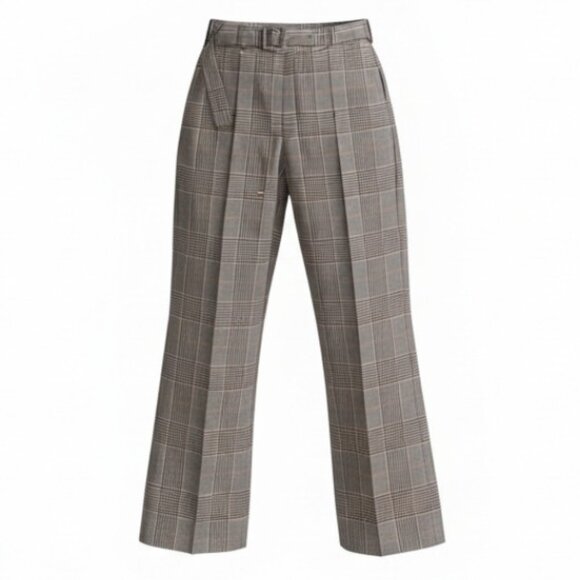 Hugo Boss Tokna Brown Taupe Plaid Strait Fit Boot Cut Optional Belt Pant, Size 2 - Picture 4 of 10